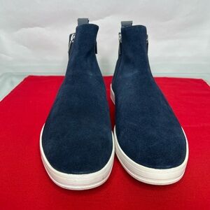 Calvin Klein Blue White Suede High-Top Chelsea Boot Sneakers Zipper Zip Up